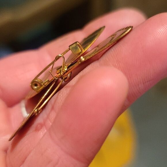 Vintage orange & yellow sparkle butterfly brooch - Picture 4 of 4